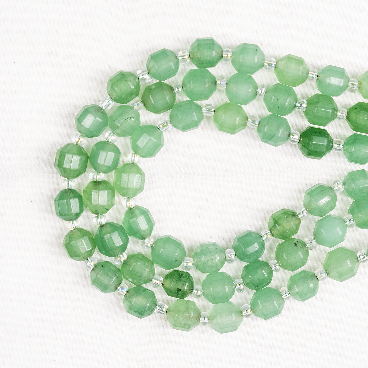 Green Aventurine Faceted Prism Cut Beads For Jewelry Making
