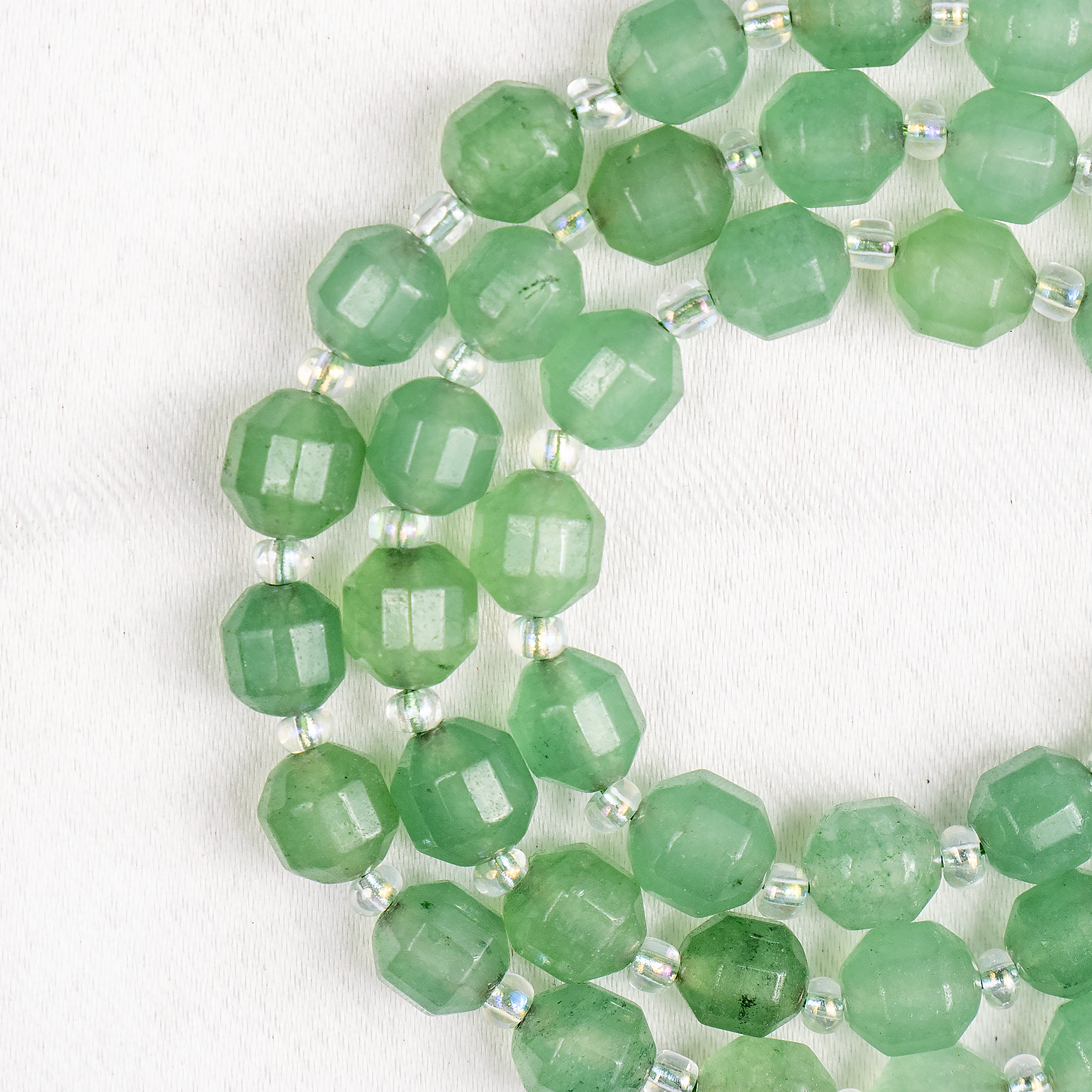 Green Aventurine Faceted Prism Cut Beads For Jewelry Making