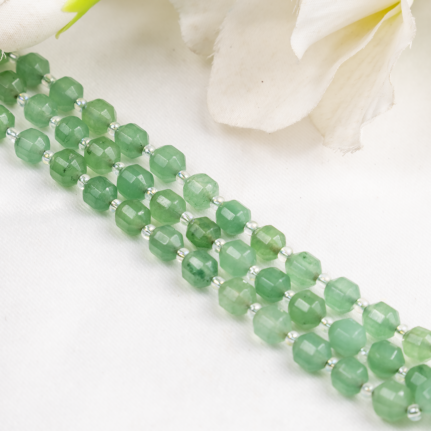 Green Aventurine Faceted Prism Cut Beads For Jewelry Making  DestGlow