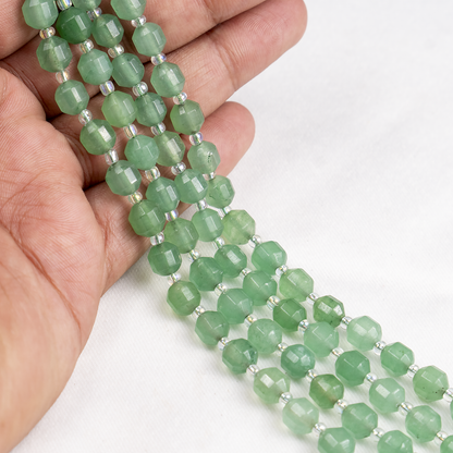 Green Aventurine Faceted Prism Cut Beads For Jewelry Making