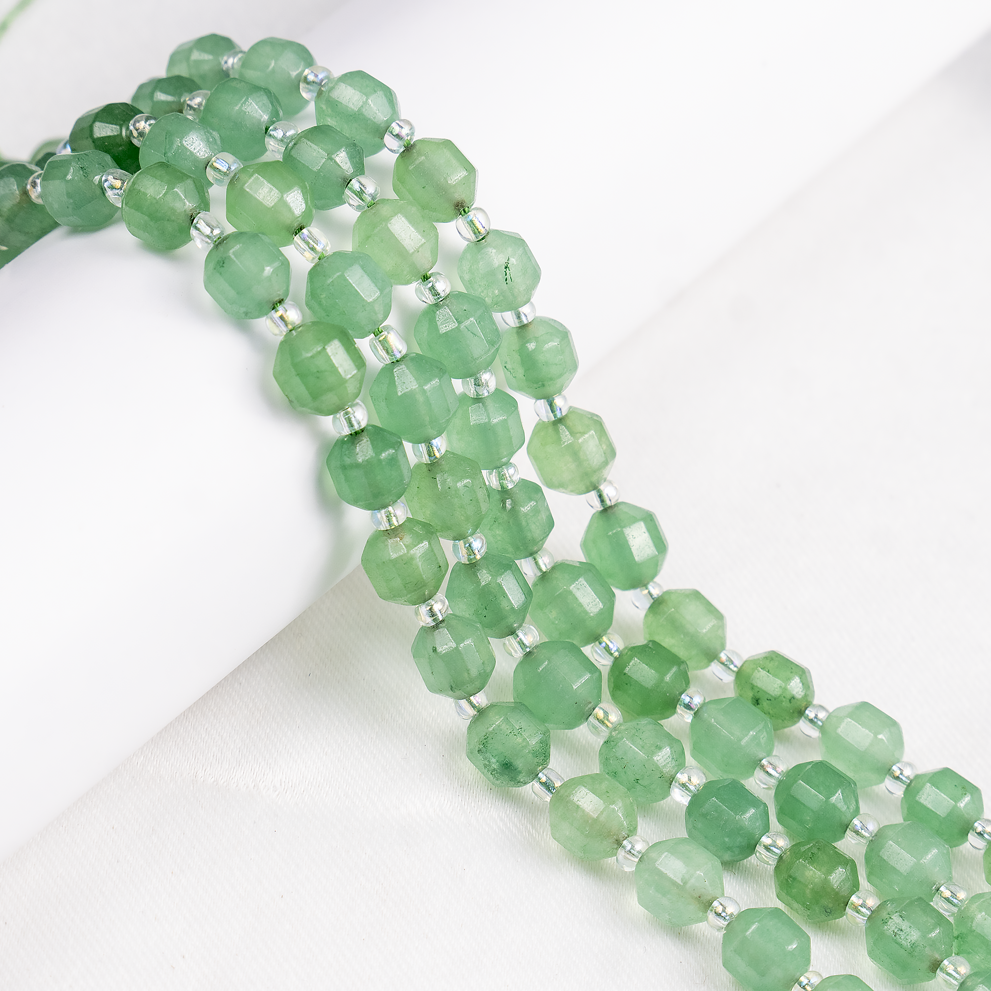 Green Aventurine Faceted Prism Cut Beads For Jewelry Making