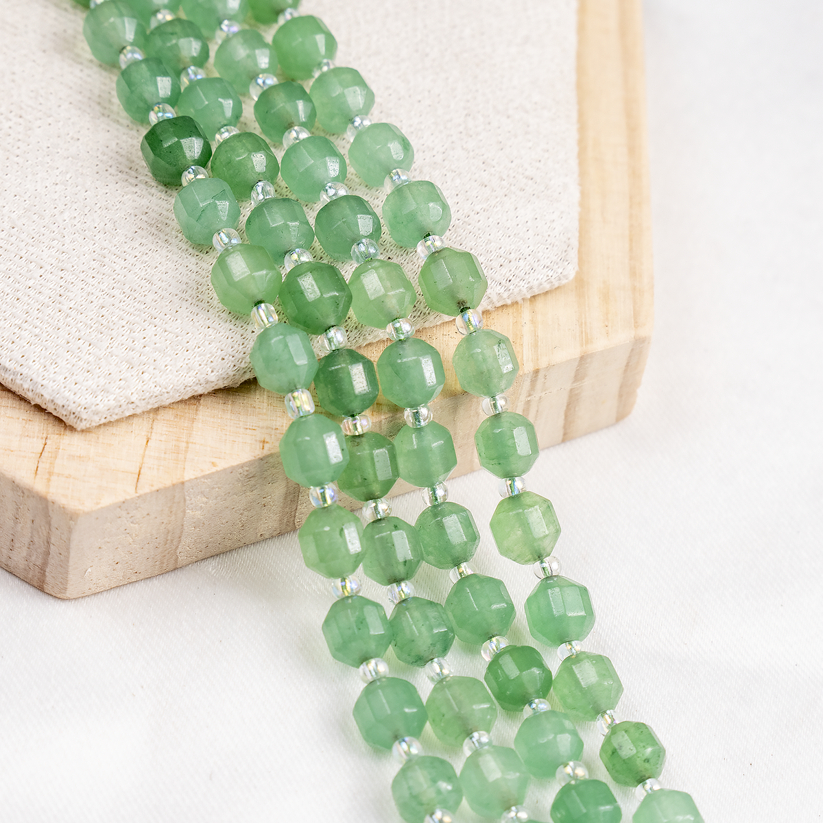 Green Aventurine Faceted Prism Cut Beads For Jewelry Making