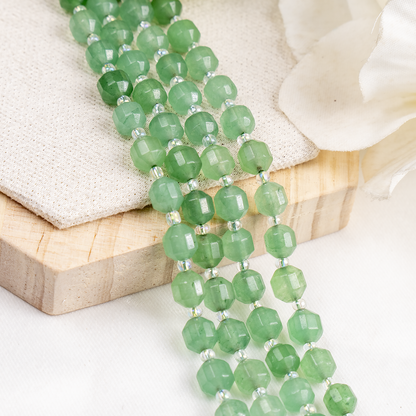 Green Aventurine Faceted Prism Cut Beads For Jewelry Making