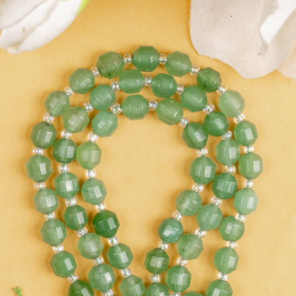 Green Aventurine Faceted Prism Cut Beads For Jewelry Making