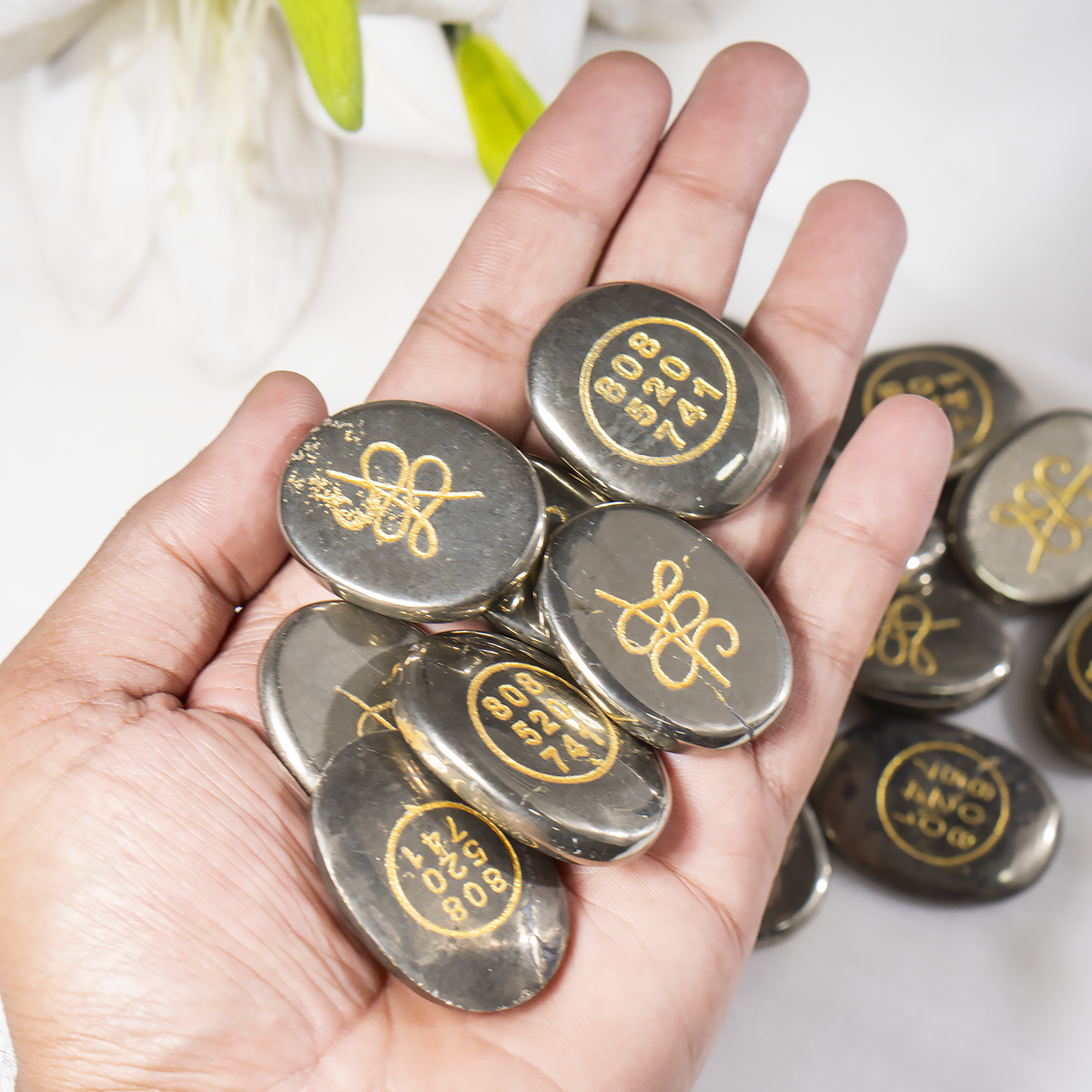 Pyrite Zibu Stones, Zibu Crystals Success Zibu Coins  DestGlow