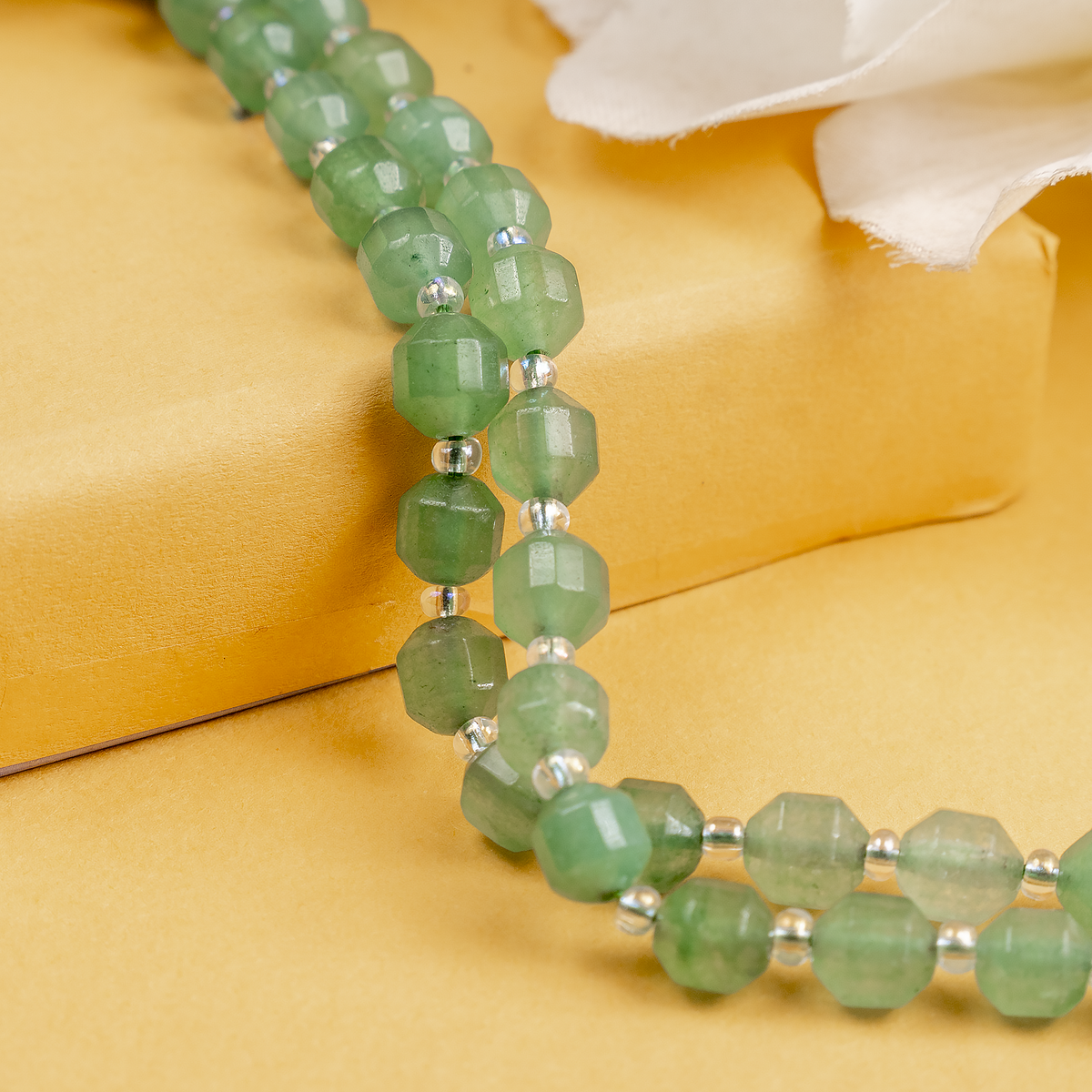 Green Aventurine Faceted Prism Cut Beads For Jewelry Making