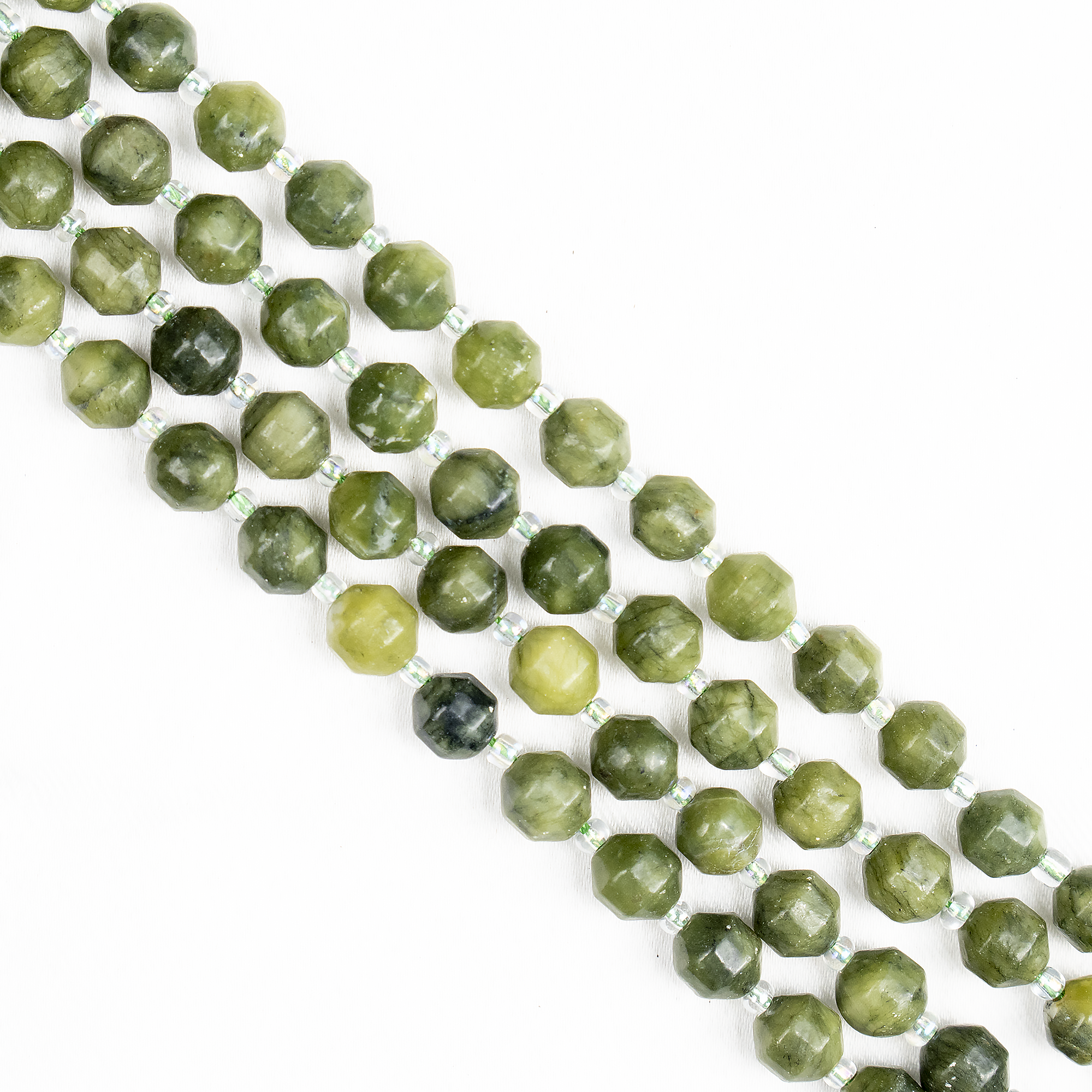Green Jade Faceted Prism Cut Beads For Jewelry Making