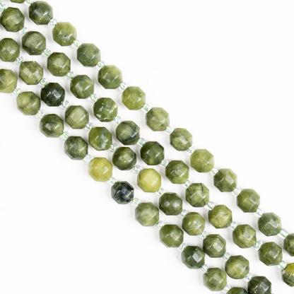 Green Jade Faceted Prism Cut Beads For Jewelry Making