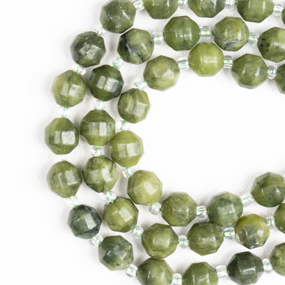 Green Jade Faceted Prism Cut Beads For Jewelry Making