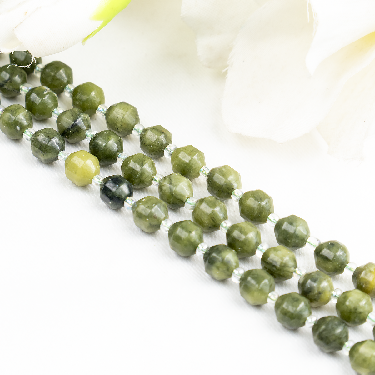 Green Jade Faceted Prism Cut Beads For Jewelry Making