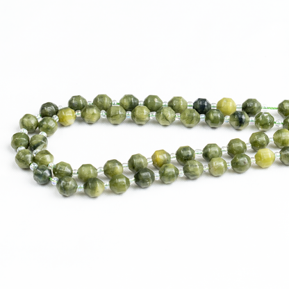 Green Jade Faceted Prism Cut Beads For Jewelry Making