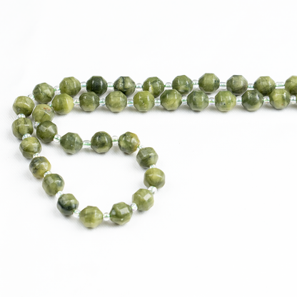 Green Jade Faceted Prism Cut Beads For Jewelry Making