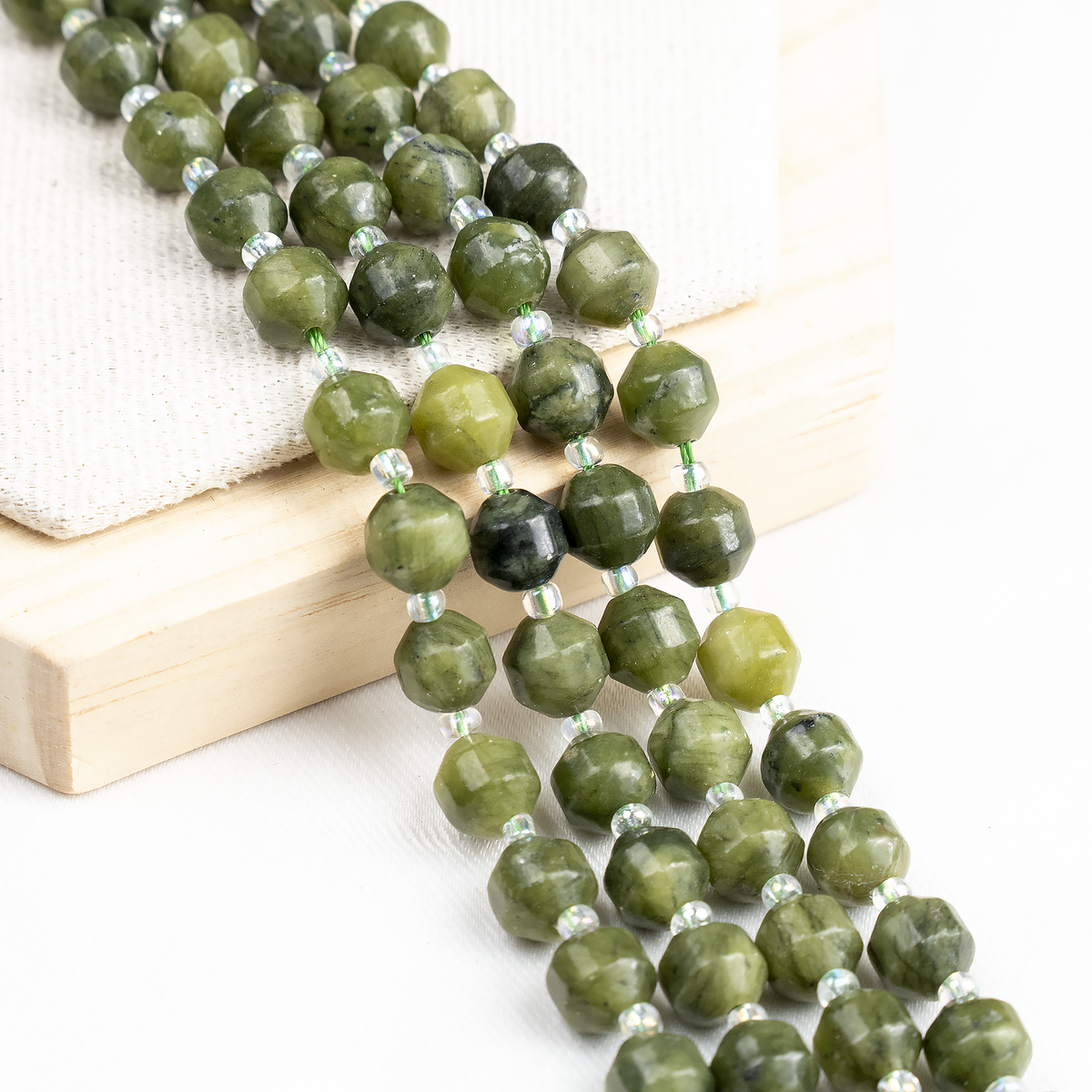 Green Jade Faceted Prism Cut Beads For Jewelry Making