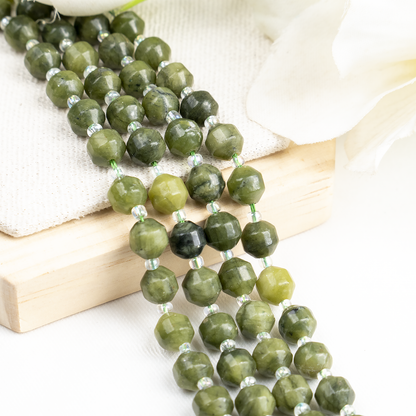Green Jade Faceted Prism Cut Beads For Jewelry Making
