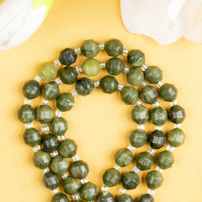 Green Jade Faceted Prism Cut Beads For Jewelry Making