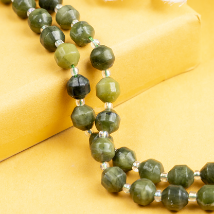 Green Jade Faceted Prism Cut Beads For Jewelry Making