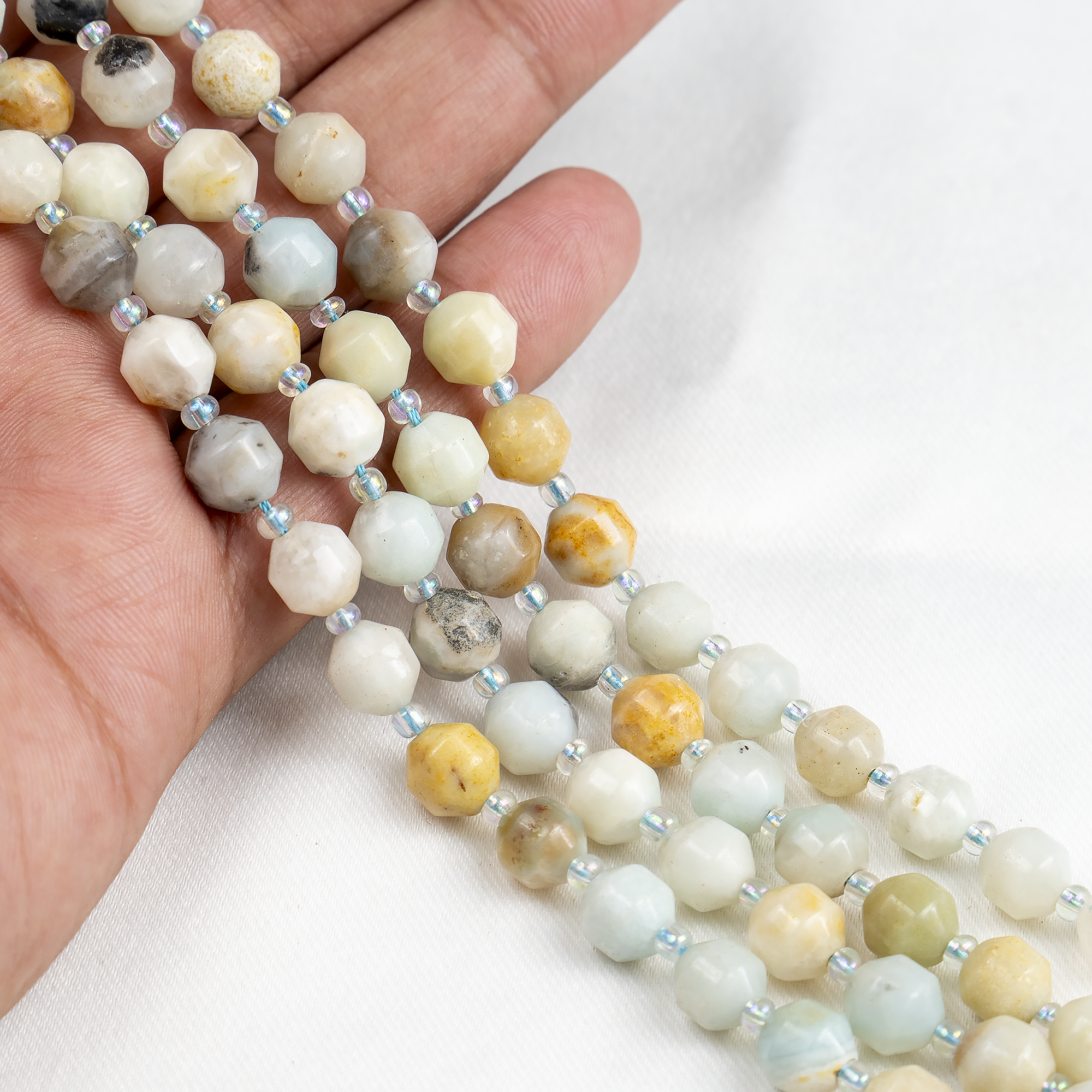 Multi Amazonite Faceted Prism Cut Beads For Jewelry Making  DestGlow