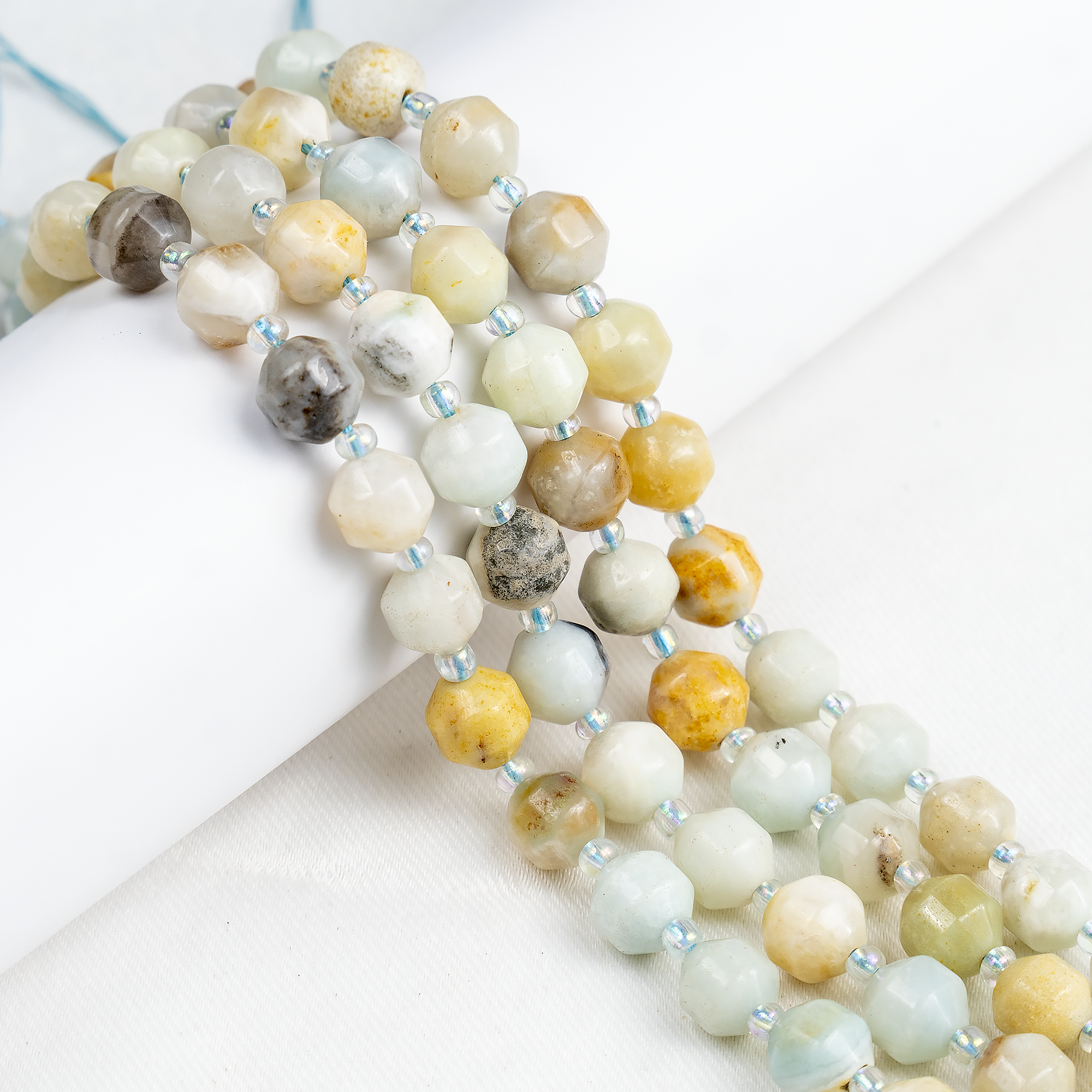Multi Amazonite Faceted Prism Cut Beads For Jewelry Making  DestGlow