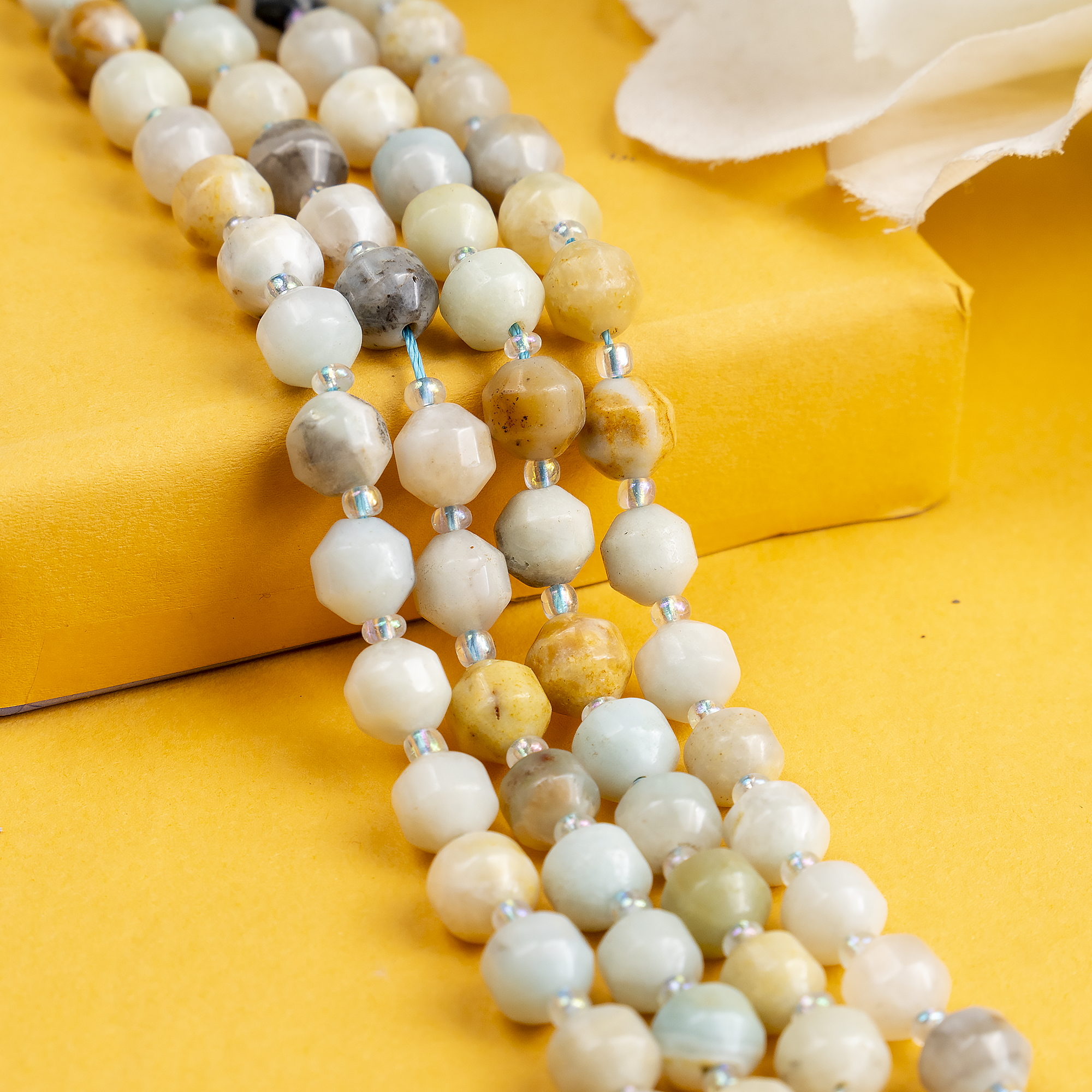 Multi Amazonite Faceted Prism Cut Beads For Jewelry Making  DestGlow