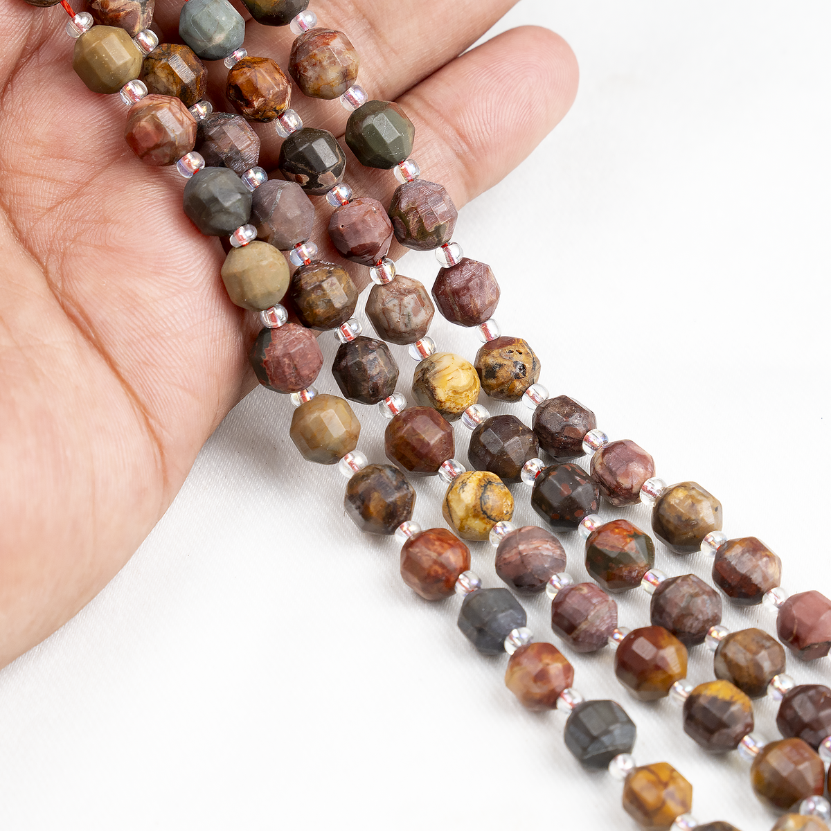 Multi Picasso Jasper Faceted Prism Cut Beads For Jewelry Making  DestGlow