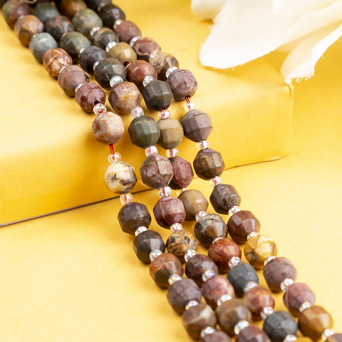 Multi Picasso Jasper Faceted Prism Cut Beads For Jewelry Making  DestGlow