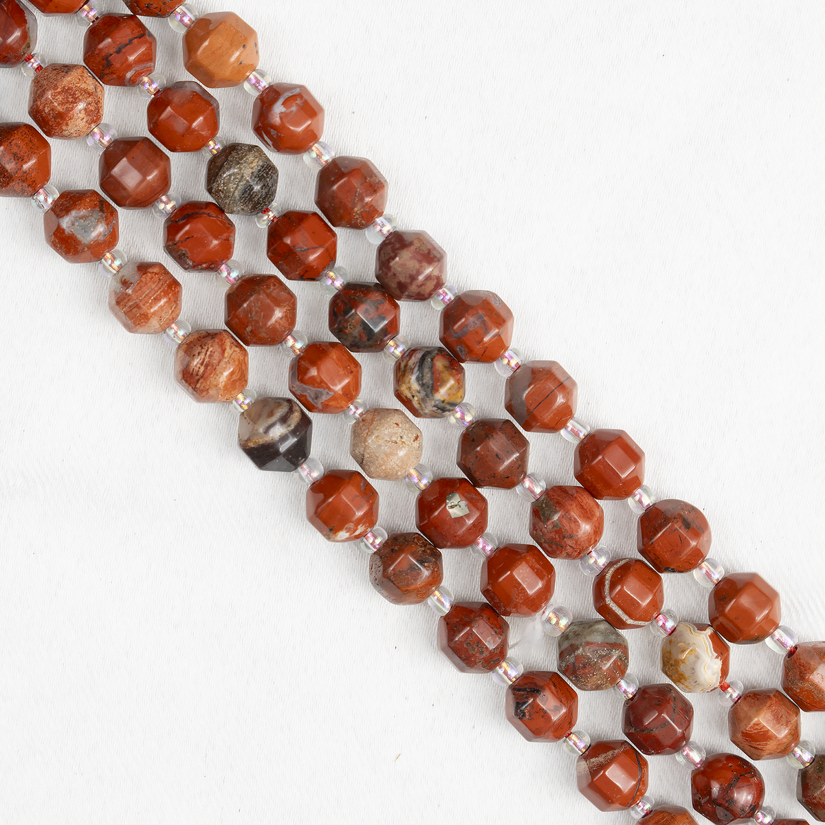 Red Jasper Faceted Prism Cut Beads For Jewelry Making