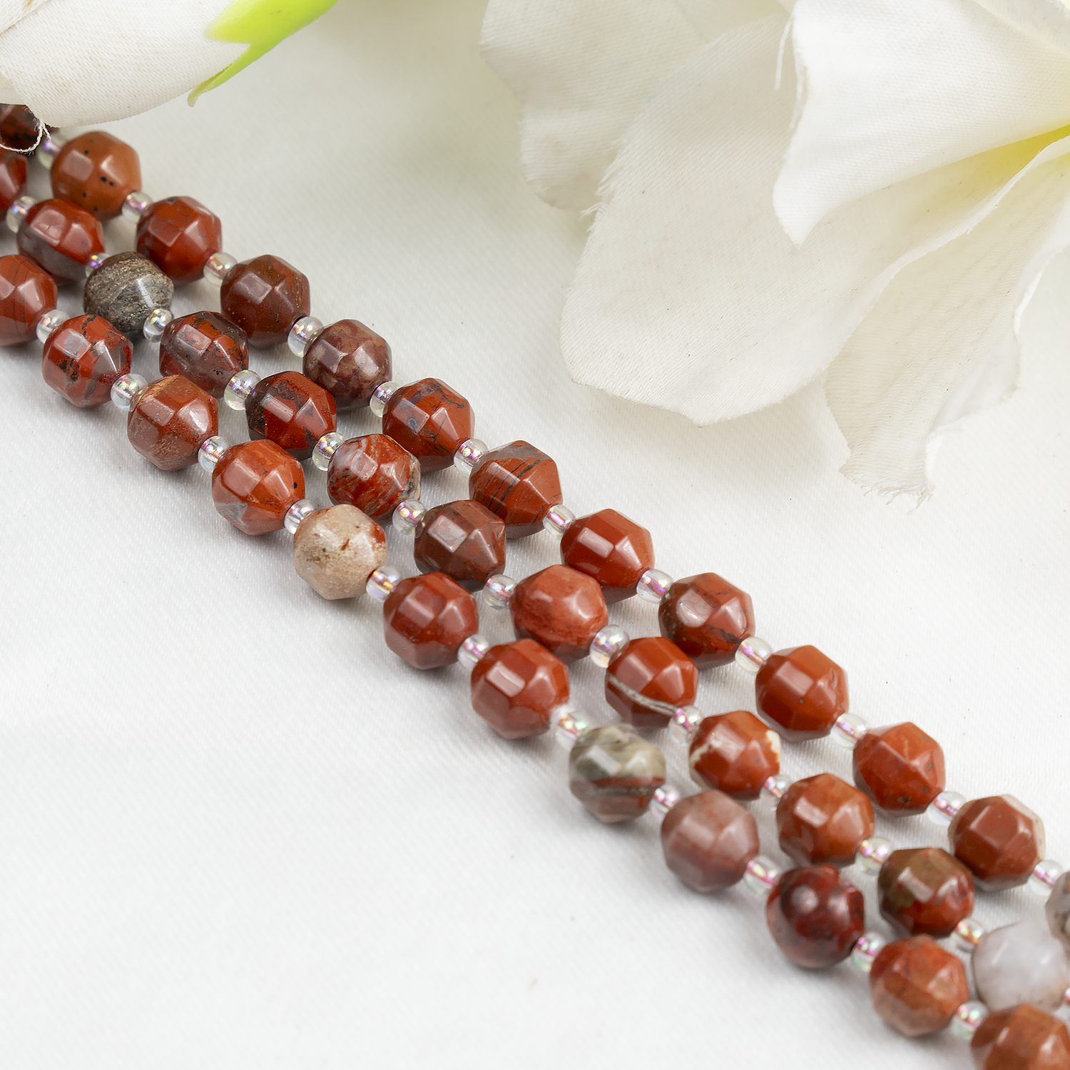 Red Jasper Faceted Prism Cut Beads For Jewelry Making