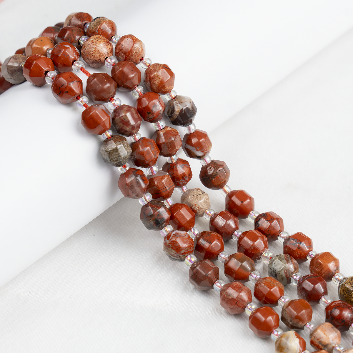 Red Jasper Faceted Prism Cut Beads For Jewelry Making