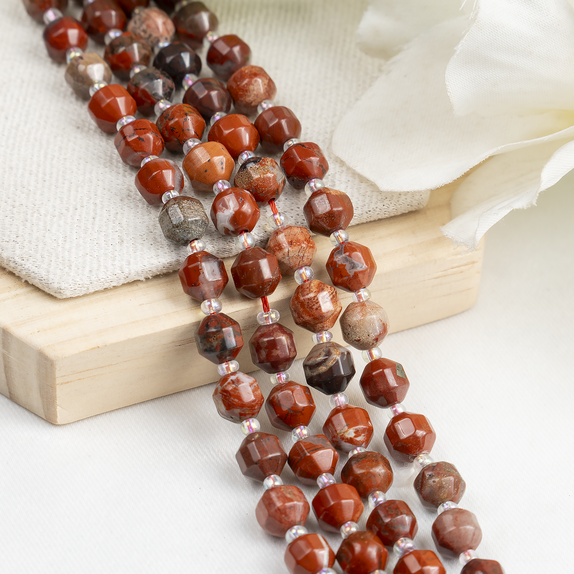 Red Jasper Faceted Prism Cut Beads For Jewelry Making