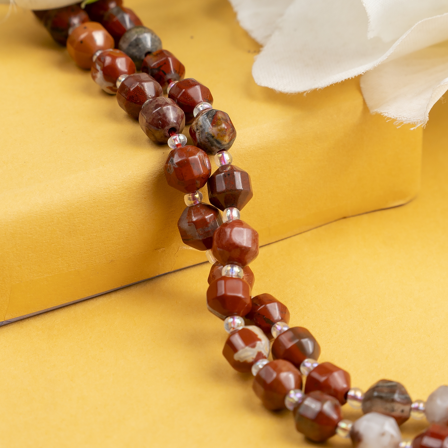 Red Jasper Faceted Prism Cut Beads For Jewelry Making