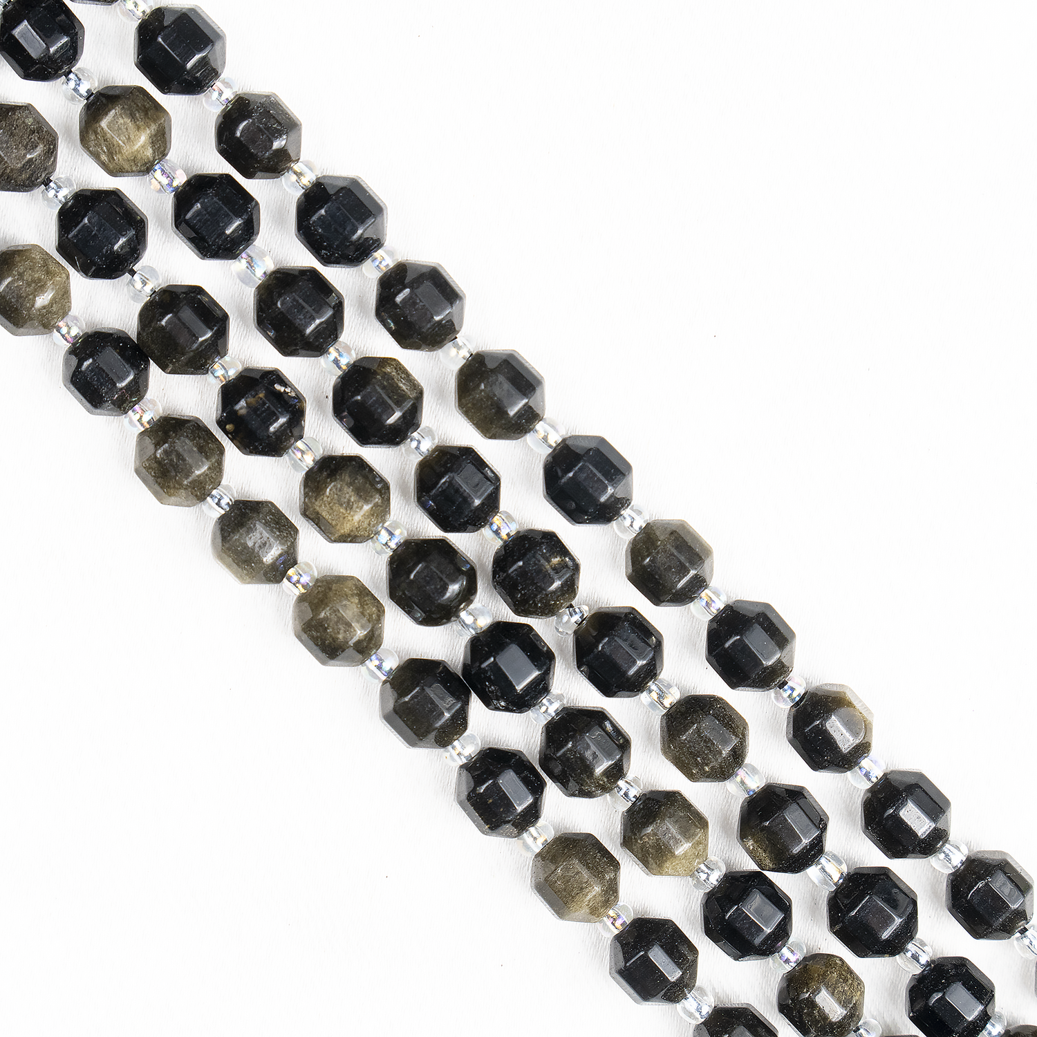 Golden Obsidian Faceted Prism Cut Beads For Jewelry Making