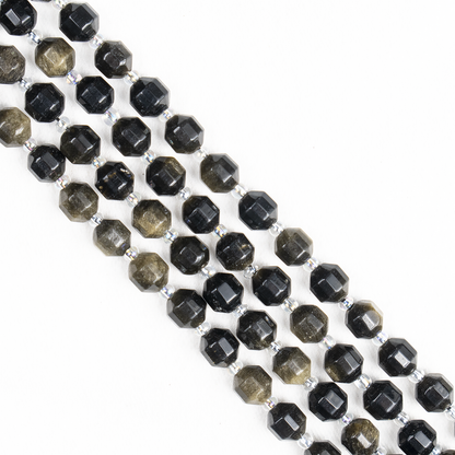 Golden Obsidian Faceted Prism Cut Beads For Jewelry Making