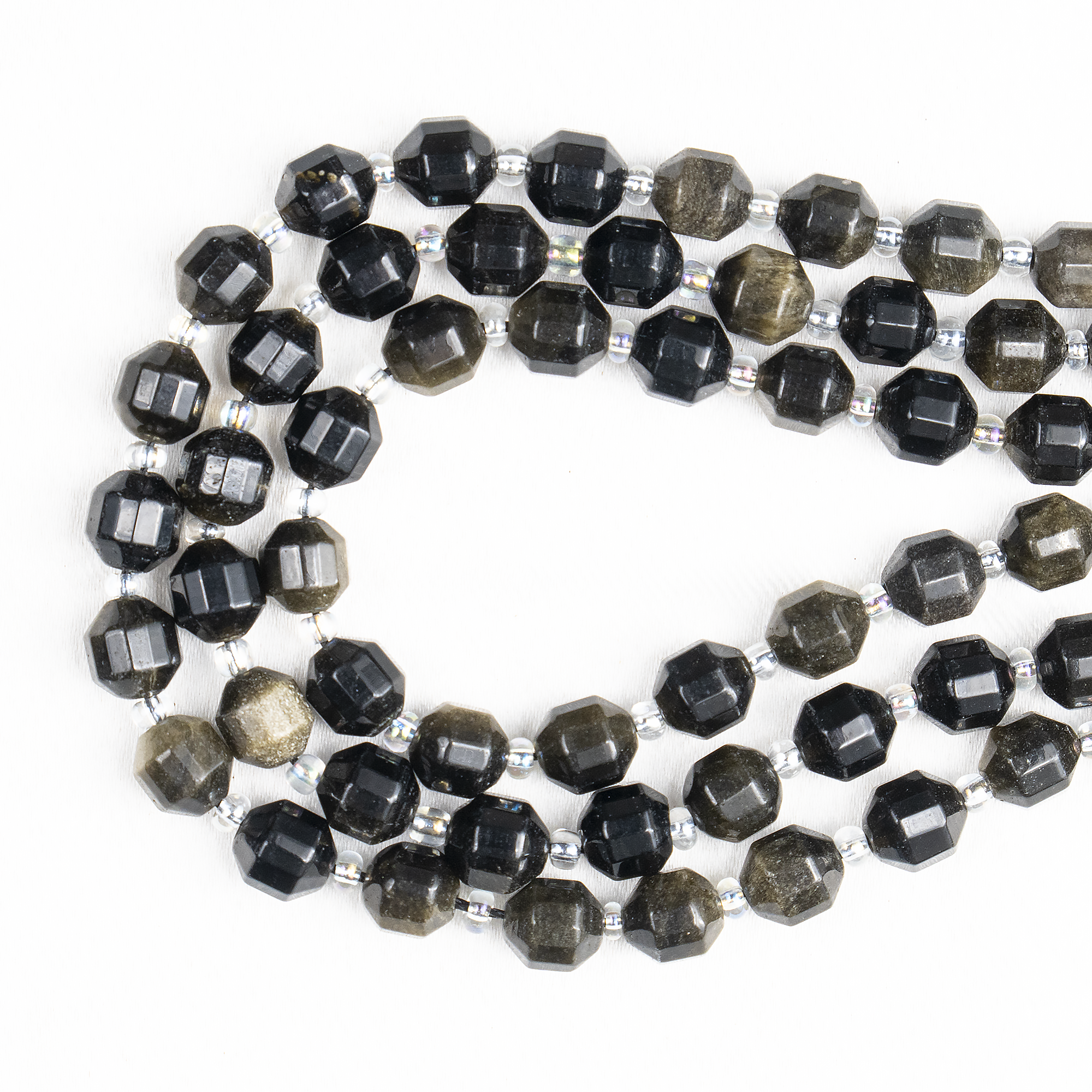 Golden Obsidian Faceted Prism Cut Beads For Jewelry Making