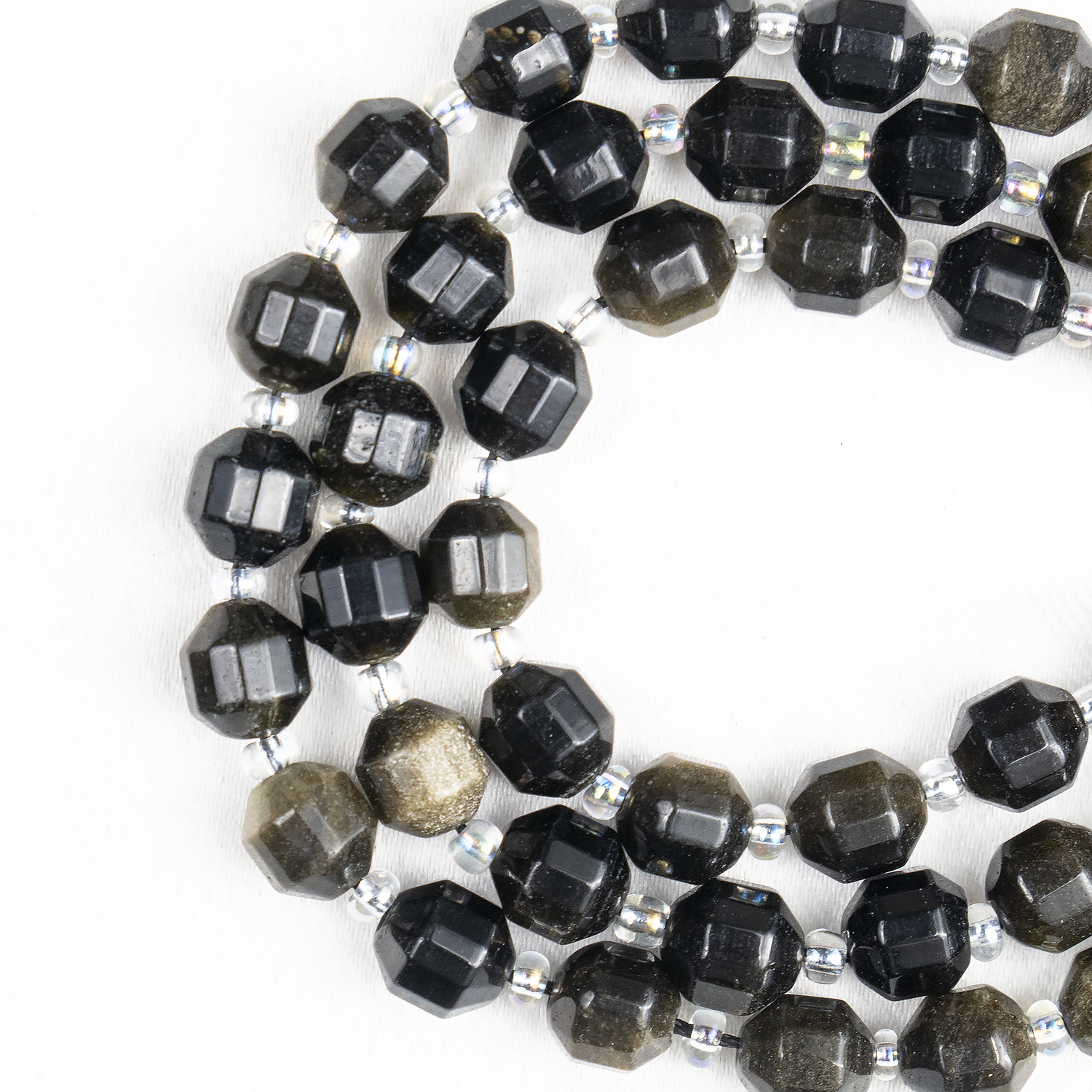 Golden Obsidian Faceted Prism Cut Beads For Jewelry Making