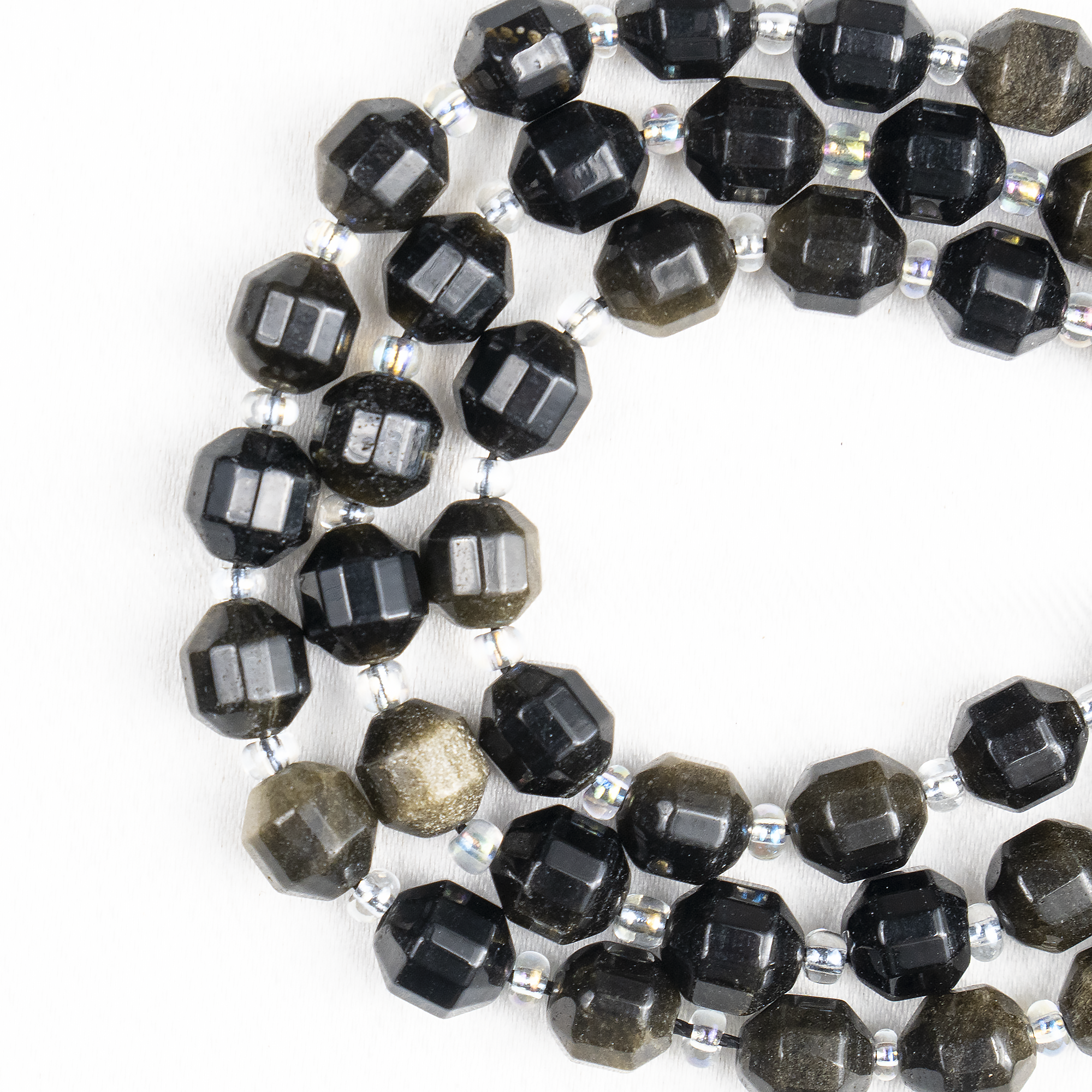 Golden Obsidian Faceted Prism Cut Beads For Jewelry Making