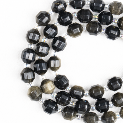 Golden Obsidian Faceted Prism Cut Beads For Jewelry Making