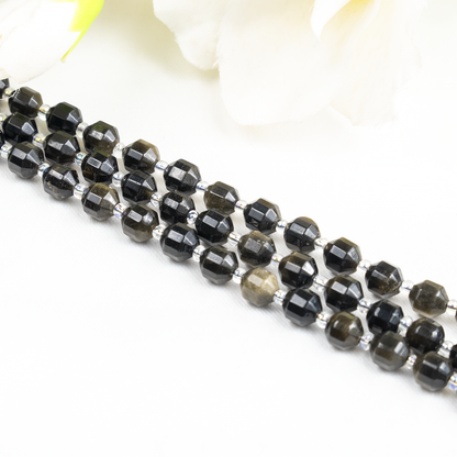 Golden Obsidian Faceted Prism Cut Beads For Jewelry Making