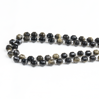 Golden Obsidian Faceted Prism Cut Beads For Jewelry Making