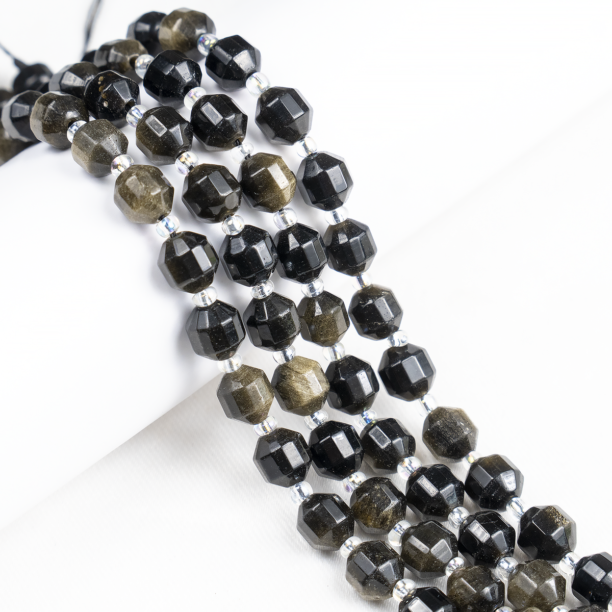 Golden Obsidian Faceted Prism Cut Beads For Jewelry Making