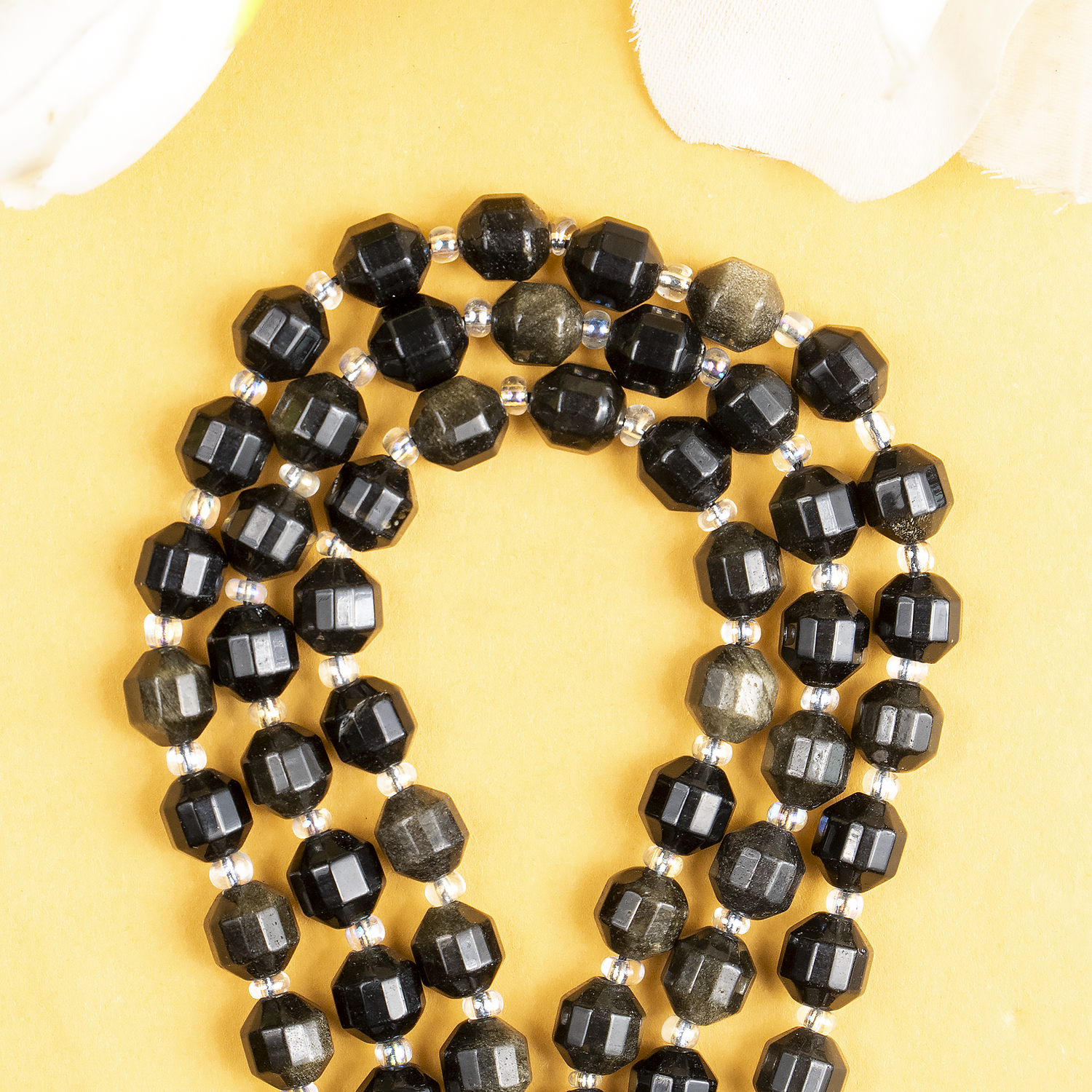 Golden Obsidian Faceted Prism Cut Beads For Jewelry Making