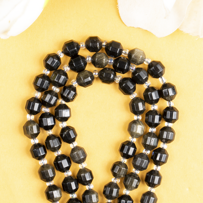 Golden Obsidian Faceted Prism Cut Beads For Jewelry Making