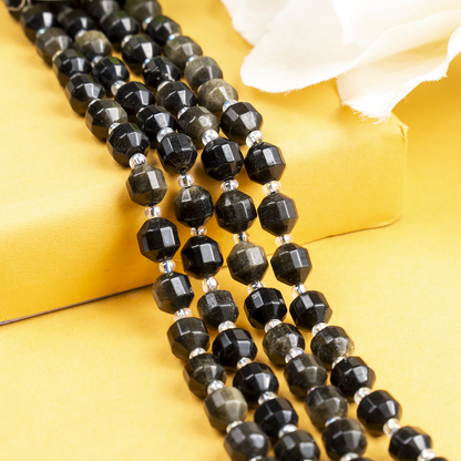 Golden Obsidian Faceted Prism Cut Beads For Jewelry Making