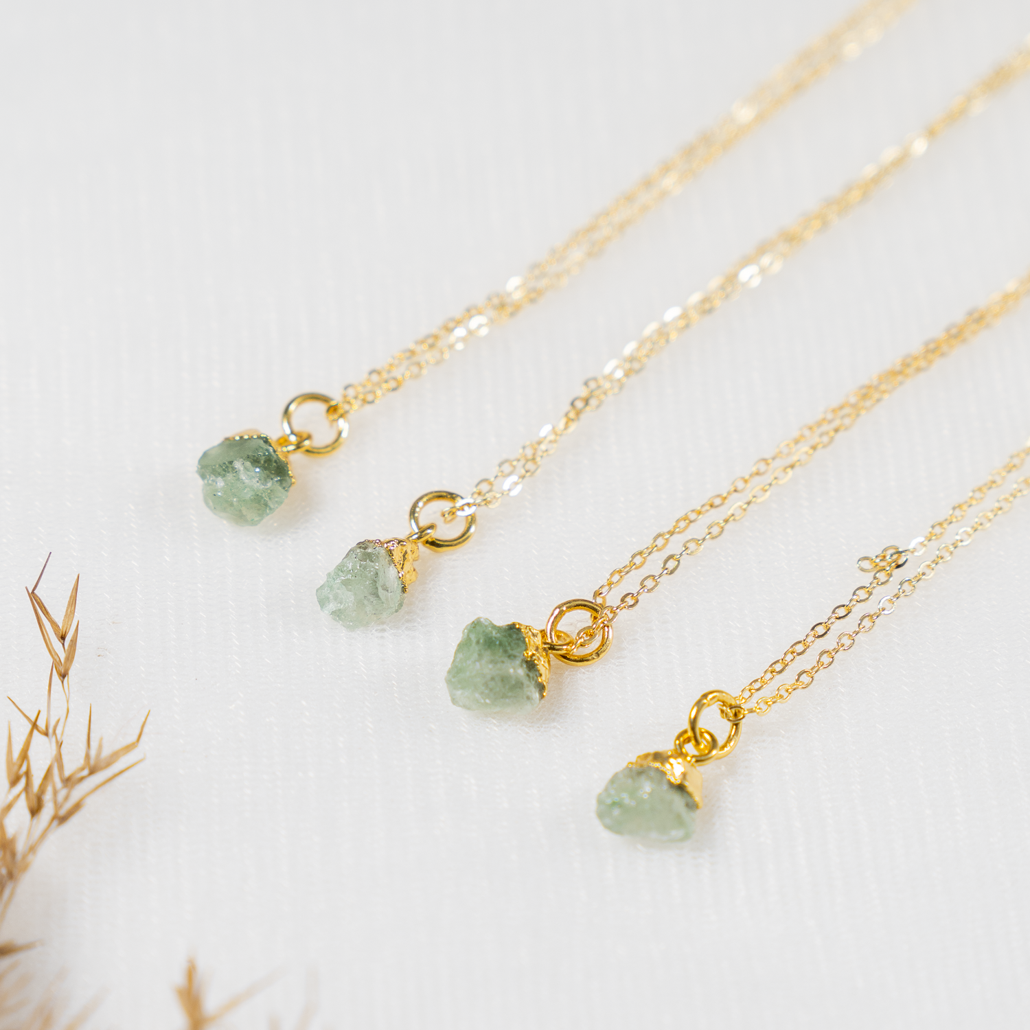Raw Green Aventurine Crystal Necklace, Raw Gemstone Necklace  DestGlow