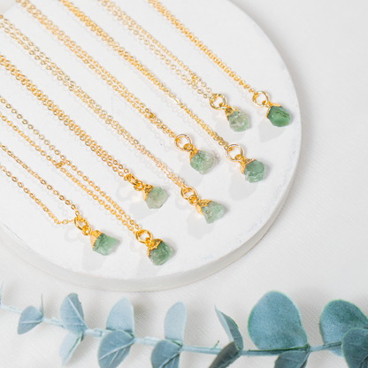Raw Green Aventurine Crystal Necklace, Raw Gemstone Necklace  DestGlow