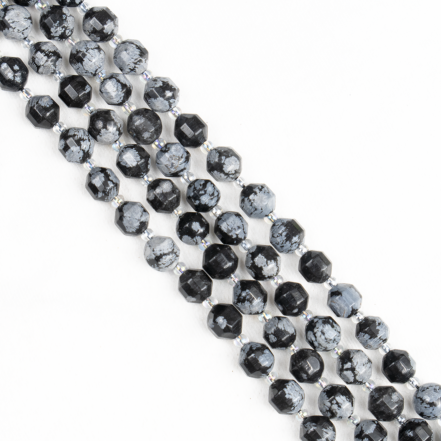 Snowflake Obsidian Faceted Prism Cut Beads For Jewelry Making