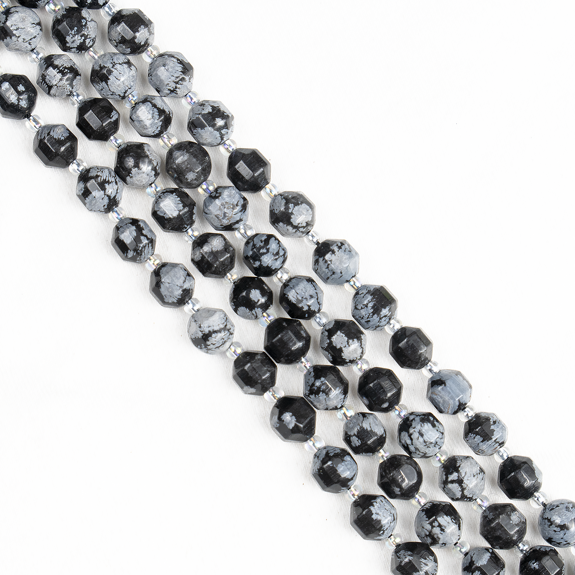 Snowflake Obsidian Faceted Prism Cut Beads For Jewelry Making