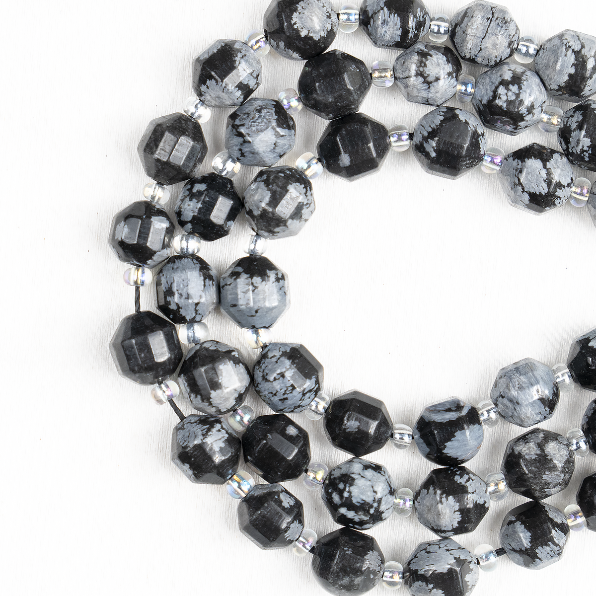 Snowflake Obsidian Faceted Prism Cut Beads For Jewelry Making