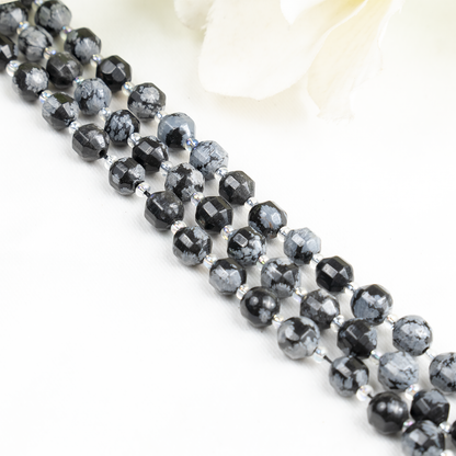 Snowflake Obsidian Faceted Prism Cut Beads For Jewelry Making
