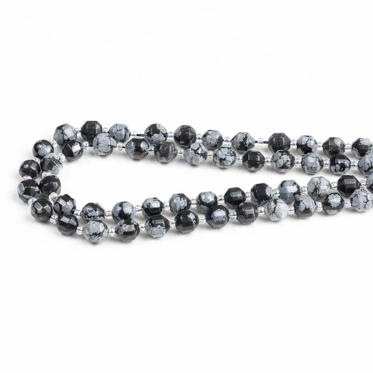 Snowflake Obsidian Faceted Prism Cut Beads For Jewelry Making