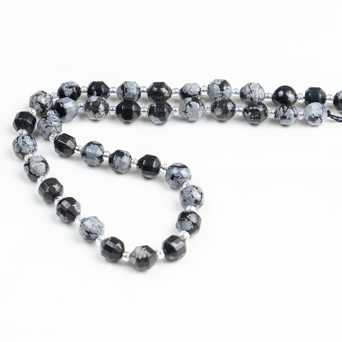 Snowflake Obsidian Faceted Prism Cut Beads For Jewelry Making  DestGlow